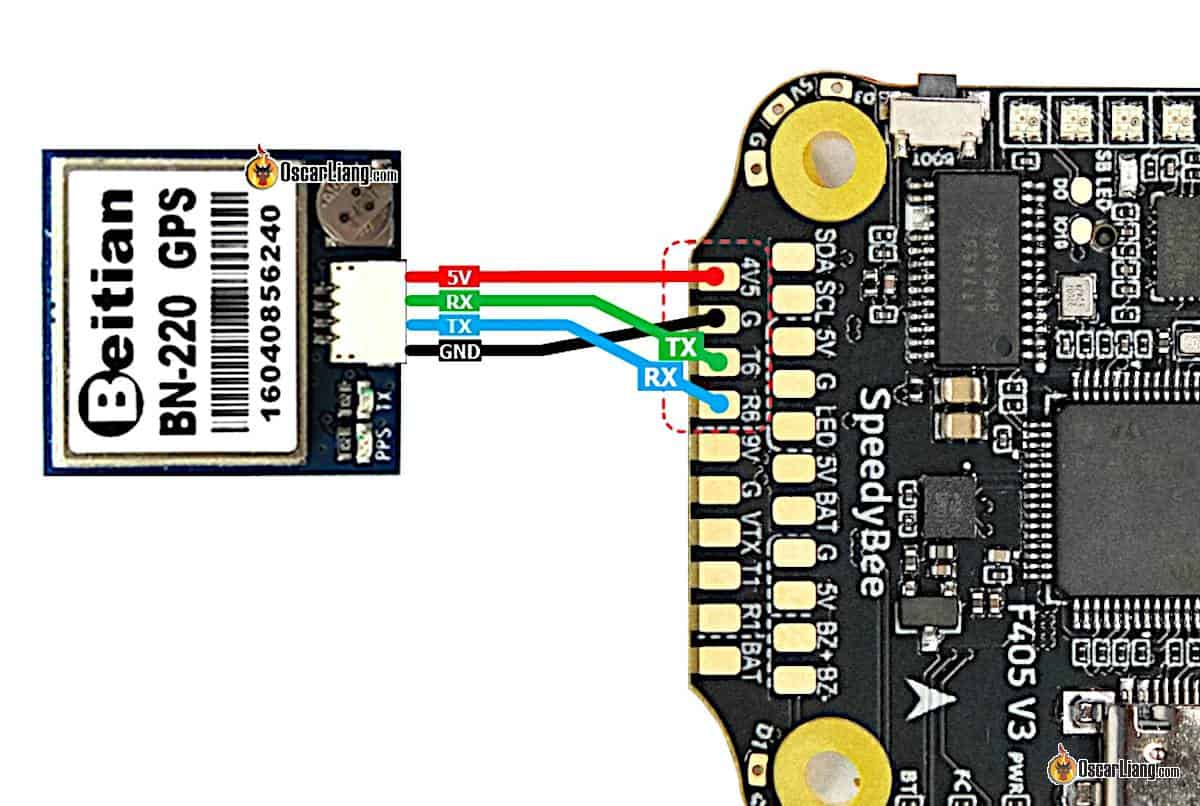 Gps Flight Controller Fc Connection Wiring Fpv Drone Betaflight Bn220 Bn180